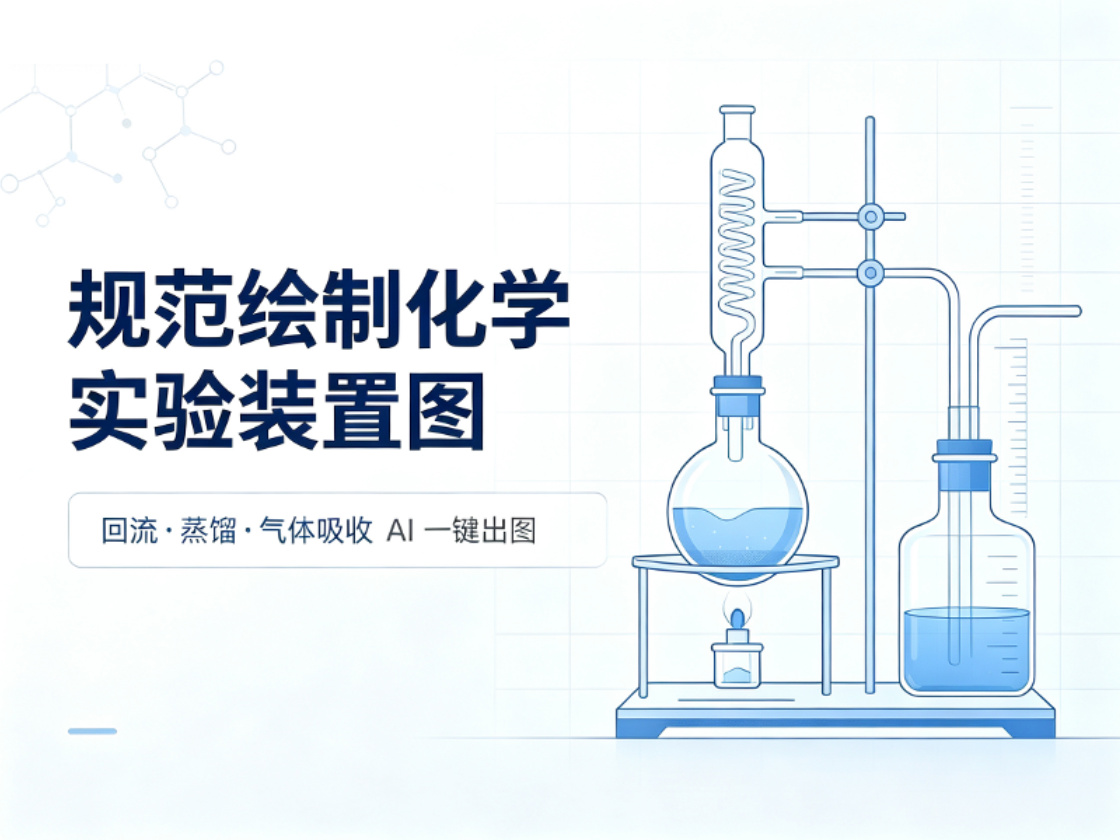 实验装置图怎么画才规范？回流、蒸馏、气体吸收——AI帮你一键生成